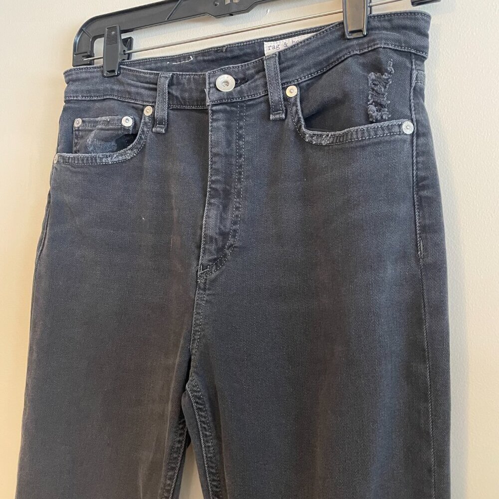 Rag & Bone High Rise Stretch Ankle Skinny Jeans Denim Dark Grey Womens Size 27 - Picture 4 of 6